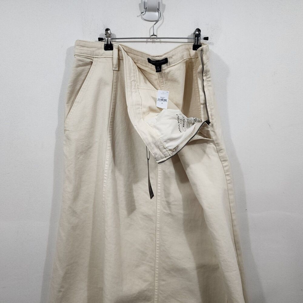 Banana Republic Denim Flare Maxi Skirt Ivory Cream High-waisted Jean NWT Size 16 - Picture 3 of 15